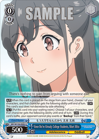 SBY/W136-E082 Since We're Already College Students, Miori Mito